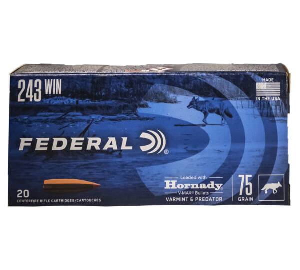 Federal (Loaded with Hornady V-Max Bullets) Varmint & Predator - 243 WIN (75gr)